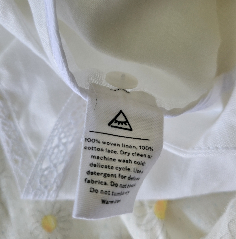 Sleeper Marie 100% linen daisy print mini dress, small - Picture 15 of 15